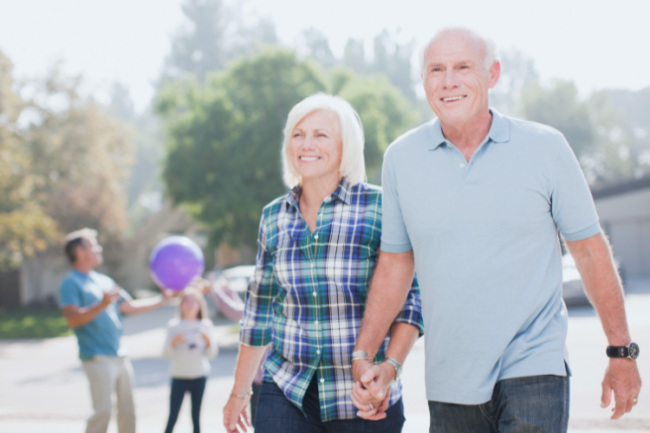 Older couple walking