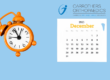 December 2023 Calendar with Clock and Carrothers Orthopaedics logo