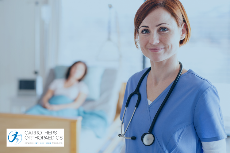 Female nurse in patient room in private hospital