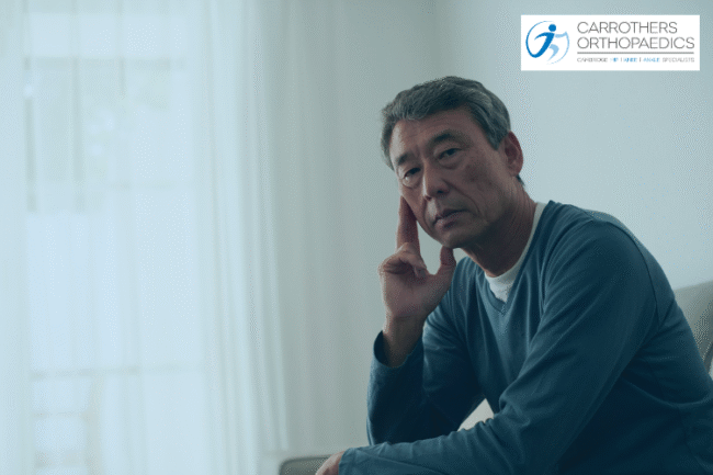 Depressed older man at home