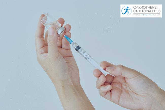Weight Loss Injections and Joint Surgery Hands drawing liquid into a syringe