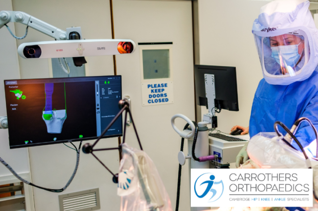 Mako Robotic Arm Assisted Joint Replacement Preparation Mako Robotic Arm Assisted Joint Replacement Surgery being conducted at Spire Cambridge Lea Hospital